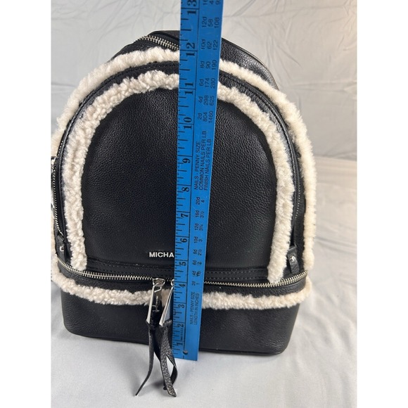 Michael Kors‎ Rhea Medium Suede and Faux Shearling Backpack Black NWT main image 10